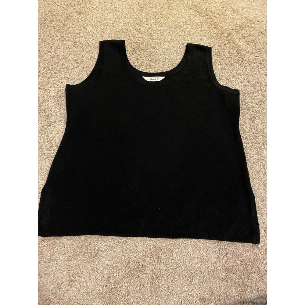 Misook Quiet Luxury Crew Neck Sleeveless Top Large Classic Knit Travel sku16